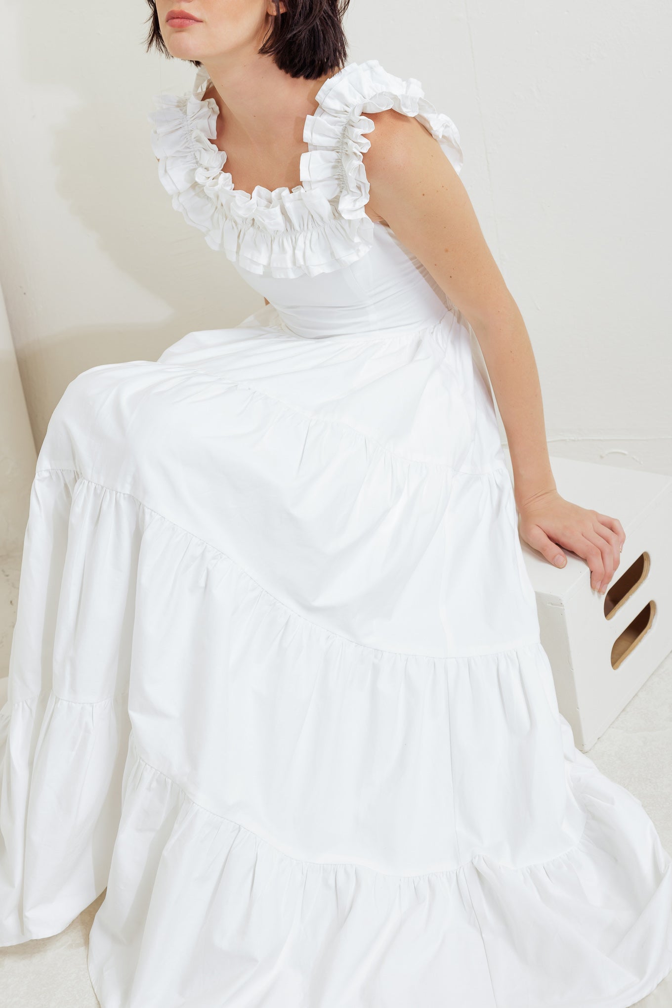 SWEETHEART TIERED ROMANCE WOVEN MIDI DRESS Flying Tomato